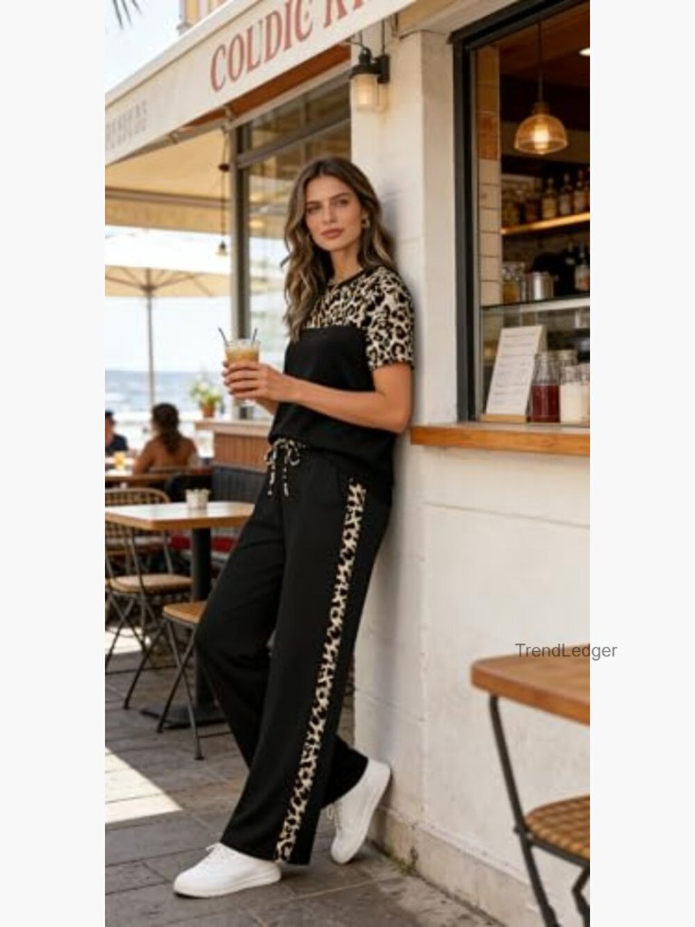 Two Piece Lounge Set Women Summer Matching Outfit Wide Leg Pants Set - Picture 4 of 7